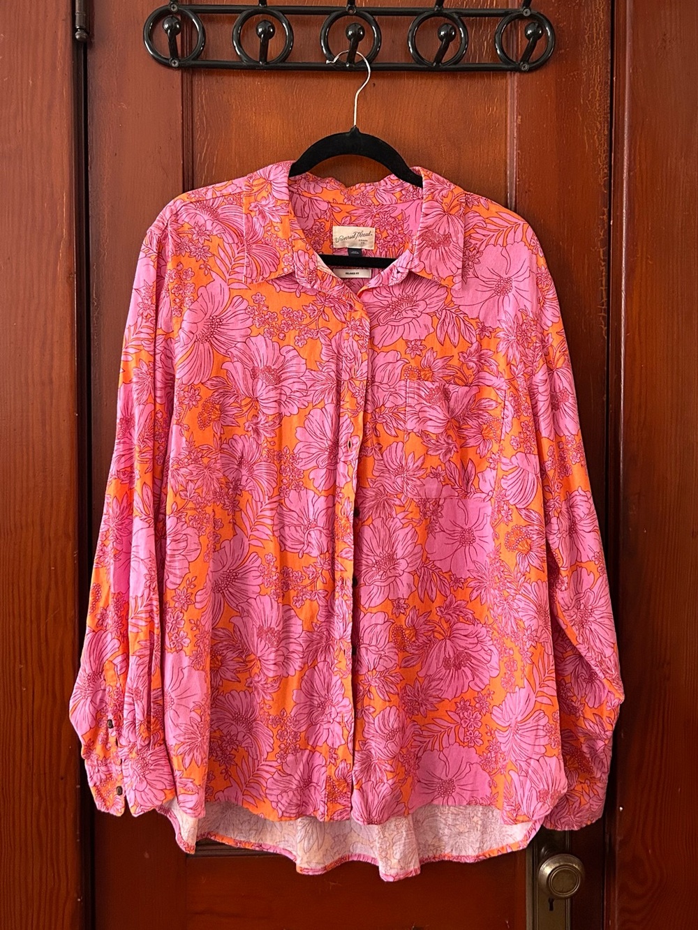 Universal Thread Pink and Orange Floral Button-Down Shirt